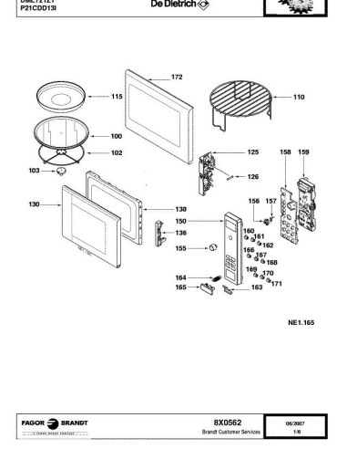 Pièces détachées DE DIETRICH DME721Z 8X0562 Annee 0 8X0562 