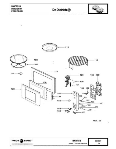 Pièces détachées DE DIETRICH DME729X 8X0458 Annee 0 8X0458 