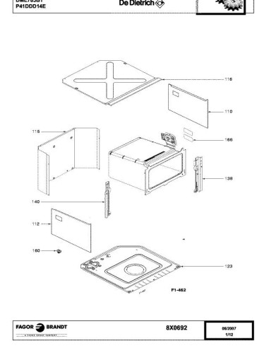 Pièces détachées DE DIETRICH DME785B DME785B1 DME785B2 8X0692 Annee 0 8X0692 