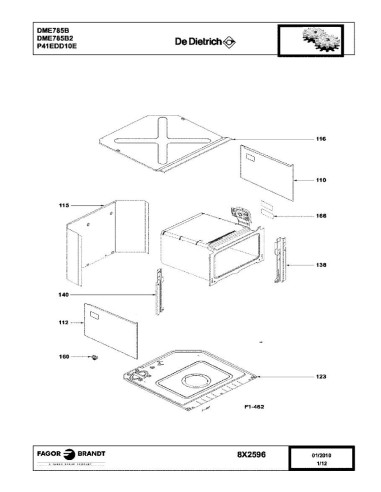 Pièces détachées DE DIETRICH DME785B DME785B1 DME785B2 8X0692 