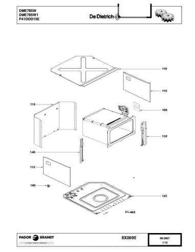 Pièces détachées DE DIETRICH DME785W DME785W1 DME785W2 DME785W3 8X0695 Annee 0 8X0695 