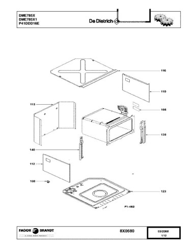 Pièces détachées DE DIETRICH DME785X DME785X1 DME785X2 DME785X3 8X0680 