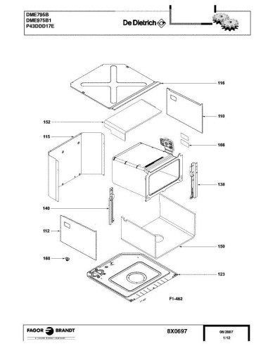 Pièces détachées DE DIETRICH DME795B 8X0697 Annee 0 8X0697 