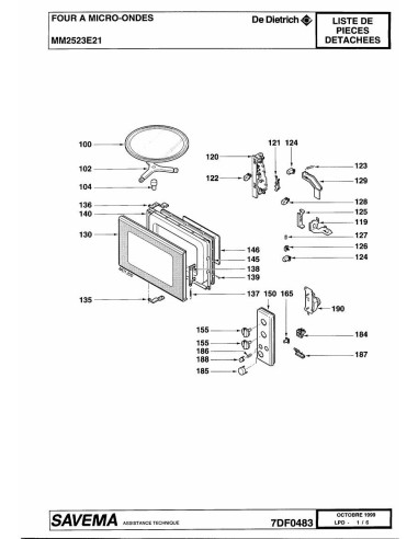 Pièces détachées DE DIETRICH HM2150RS-1 7DF0483 Annee 0 7DF0483 