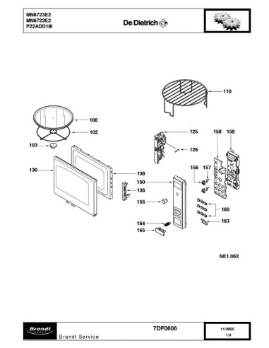 Pièces détachées DE DIETRICH MN6723E2 7DF0606 Annee 0 7DF0606 