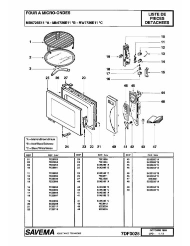 Pièces détachées DE DIETRICH MN6726E1 MN6726E11 