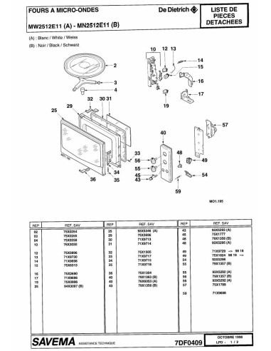 Pièces détachées DE DIETRICH MW2512E1 REP-005440 Annee 0 REP-005440 