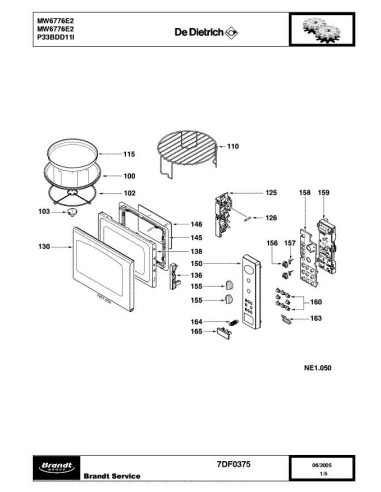 Pièces détachées DE DIETRICH MW6776E2 7DF0375 Annee 0 7DF0375 