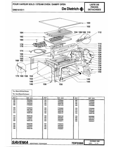 Pièces détachées DE DIETRICH DM5161E1 7DF0388 Annee 0 7DF0388 