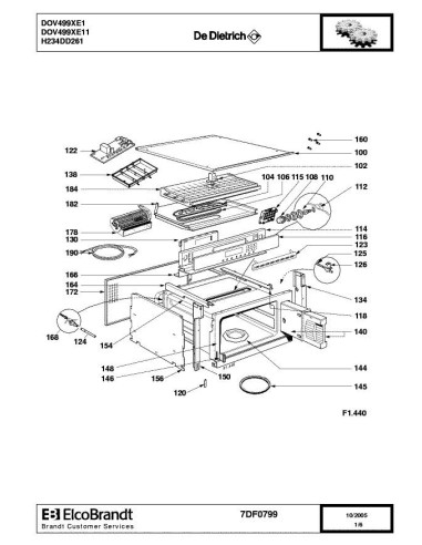 Pièces détachées DE DIETRICH DOV499XE1 DOV499XE11 7DF0799 Annee 0 7DF0799 