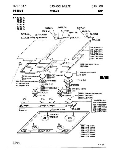 Pièces détachées DE DIETRICH 1280A 1280A 