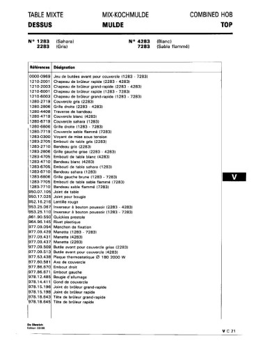 Pièces détachées DE DIETRICH 1283 1283 