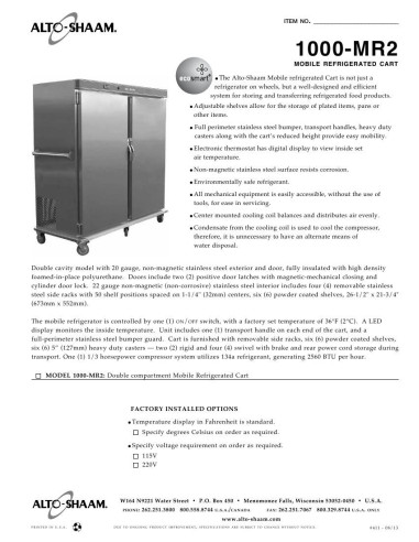 Pièces détachées ALTO-SHAAM 1000-MR2-50Hz - ALTO-SHAAM 1000-MR2-50Hz - Alto-Shaam