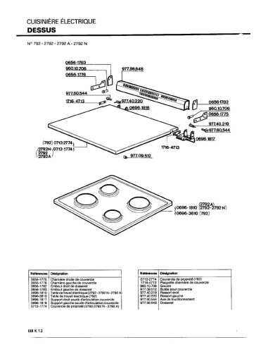 Pièces détachées DE DIETRICH 2792A 2792A 