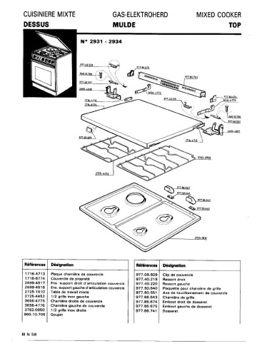 Pièces détachées DE DIETRICH 2931 2931 