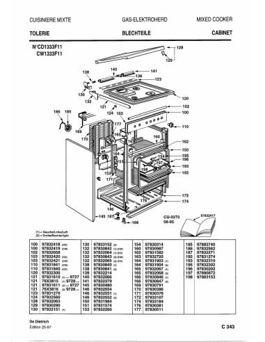 Pièces détachées DE DIETRICH CD1333F1B 7DC0050 Annee 0 7DC0050 