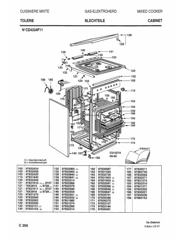 Pièces détachées DE DIETRICH CD4334F1N 7DC0054 Annee 0 7DC0054 
