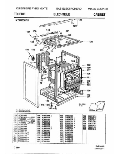 Pièces détachées DE DIETRICH CD4336F1 CD4336F11 7DC0055 Annee 0 7DC0055 