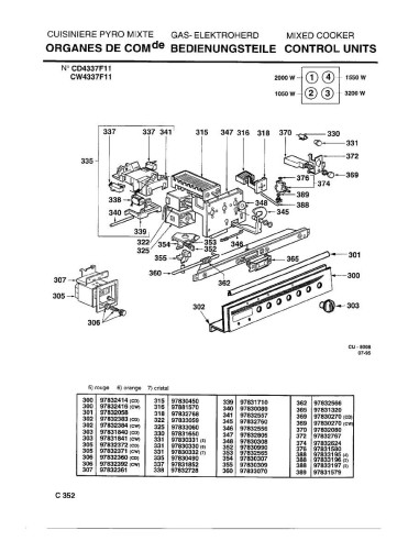 Pièces détachées DE DIETRICH CD4337F1 CD4337F11 7DC0052 
