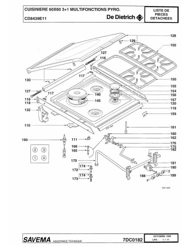 Pièces détachées DE DIETRICH CD8439E1 7DC0182 Annee 0 7DC0182 