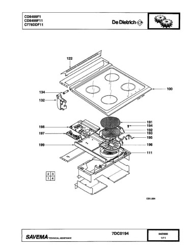 Pièces détachées DE DIETRICH CD8499F1 CD8499F11 