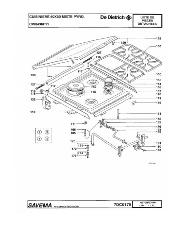 Pièces détachées DE DIETRICH CW8436F1 CW8436F11 7DC0179 
