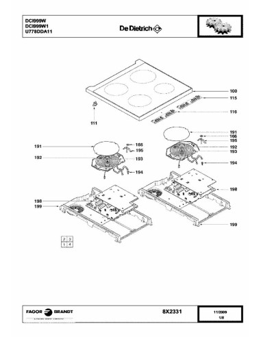 Pièces détachées DE DIETRICH DCI999W DCI999W1 