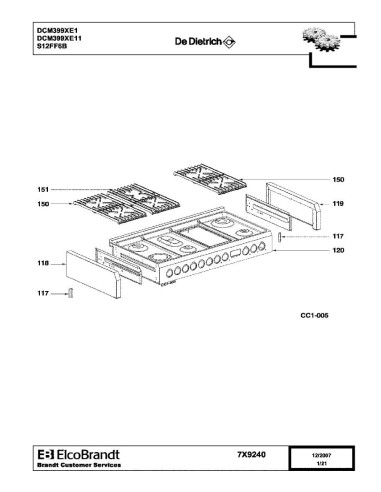 Pièces détachées DE DIETRICH DCM399XE1 DCM399XE11 