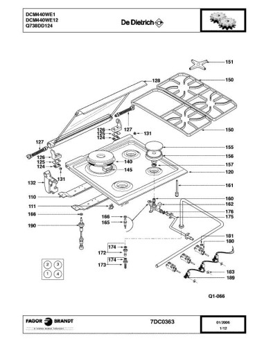 Pièces détachées DE DIETRICH DCM440WE1 7DC0328 7DC0363 Annee 0 7DC0363 