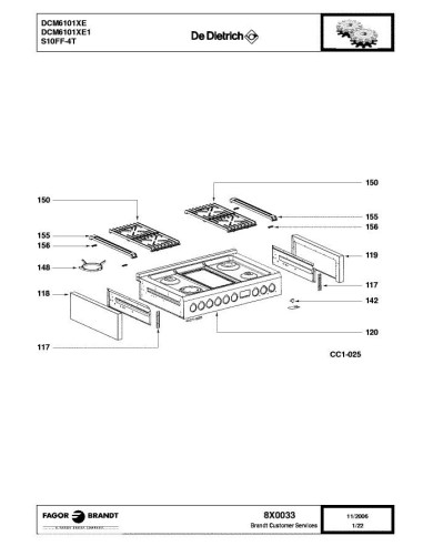 Pièces détachées DE DIETRICH DCM6101XE 8X0033 Annee 0 8X0033 