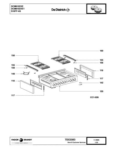 Pièces détachées DE DIETRICH DCM6102XE 7DC0383 Annee 0 7DC0383 