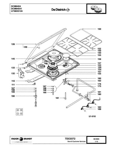 Pièces détachées DE DIETRICH DCM640A 7DC0372 Annee 0 7DC0372 