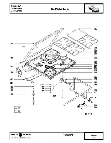 Pièces détachées DE DIETRICH DCM640W 7DC0370 Annee 0 7DC0370 