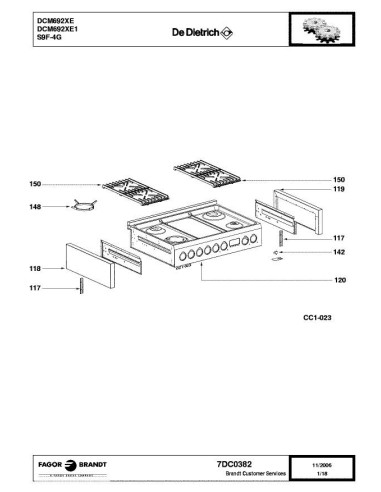 Pièces détachées DE DIETRICH DCM692XE 7DC0382 Annee 0 7DC0382 