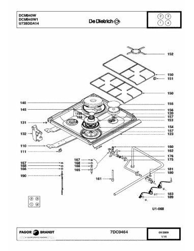 Pièces détachées DE DIETRICH DCM940W DCM940W1 DCM940W2 