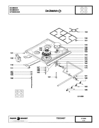 Pièces détachées DE DIETRICH DCM950X DCM950X1 DCM950X2 