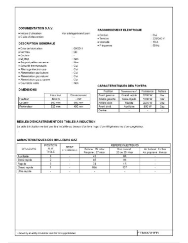 Pièces détachées DE DIETRICH DTE1110X DTE1110X1 