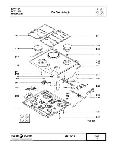 Pièces détachées DE DIETRICH DTE711F DTE711F2 