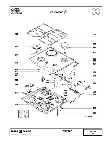 Pièces détachées DE DIETRICH DTE711X DTE711X2 