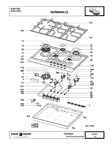 Pièces détachées DE DIETRICH DTE772B DTE772B1 