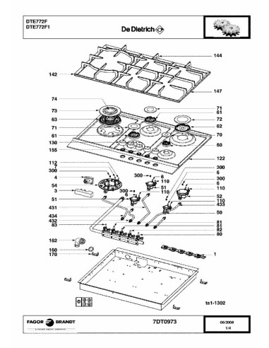 Pièces détachées DE DIETRICH DTE772F DTE772F1 
