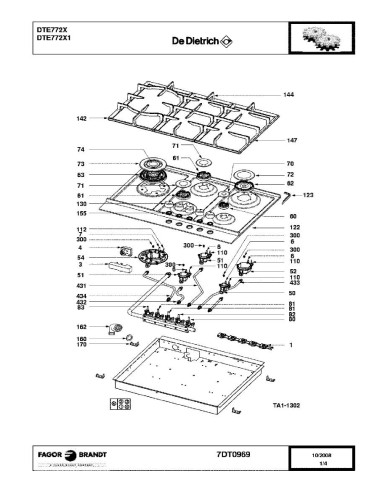 Pièces détachées DE DIETRICH DTE772X DTE772X1 