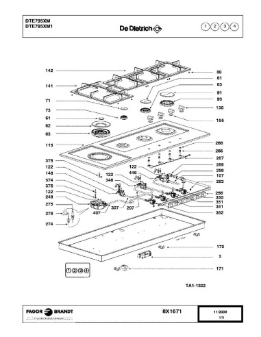 Pièces détachées DE DIETRICH DTE795XM DTE795XM1 