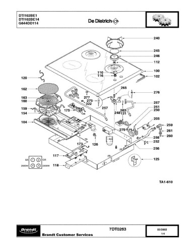 Pièces détachées DE DIETRICH DTI102BE1 DTI102BE14 