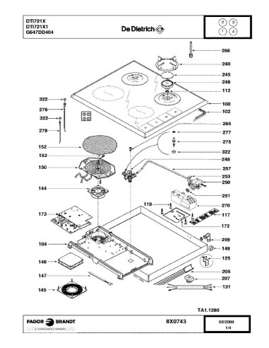 Pièces détachées DE DIETRICH DTI721X DTI721X1 DTI721X2 DTI721X4 DTI721X5 