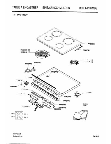 Pièces détachées DE DIETRICH WN3438E1 7DT0243 Annee 0 7DT0243 