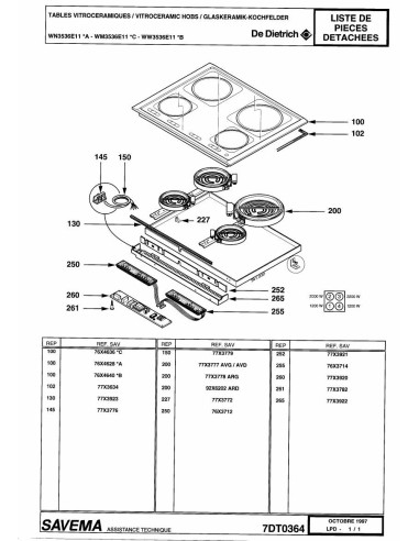 Pièces détachées DE DIETRICH WN3536E1 REP-006345 Annee 0 REP-006345 