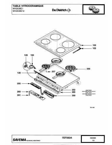 Pièces détachées DE DIETRICH WN3538E1 7DT0534 Annee 0 7DT0534 