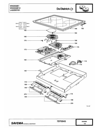 Pièces détachées DE DIETRICH WN3559E1 WN3559E12 7DT0543 REP-006366 Annee 0 7DT0543 