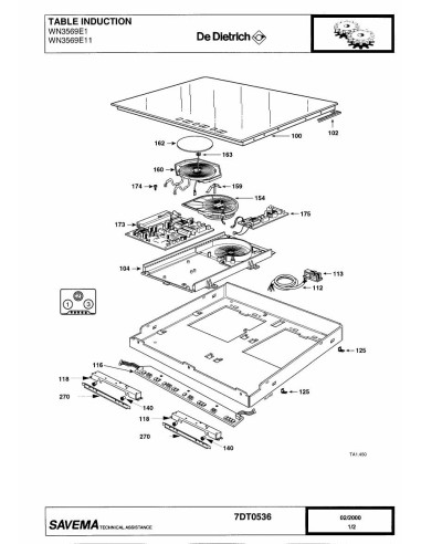 Pièces détachées DE DIETRICH WN3569E1 7DT0536 Annee 0 7DT0536 